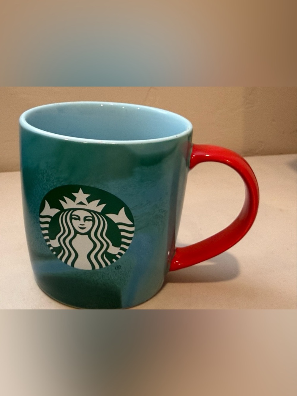 Starbucks 2024 Christmas Holiday Green Marbled Coffee Mug with Red Handle 11oz